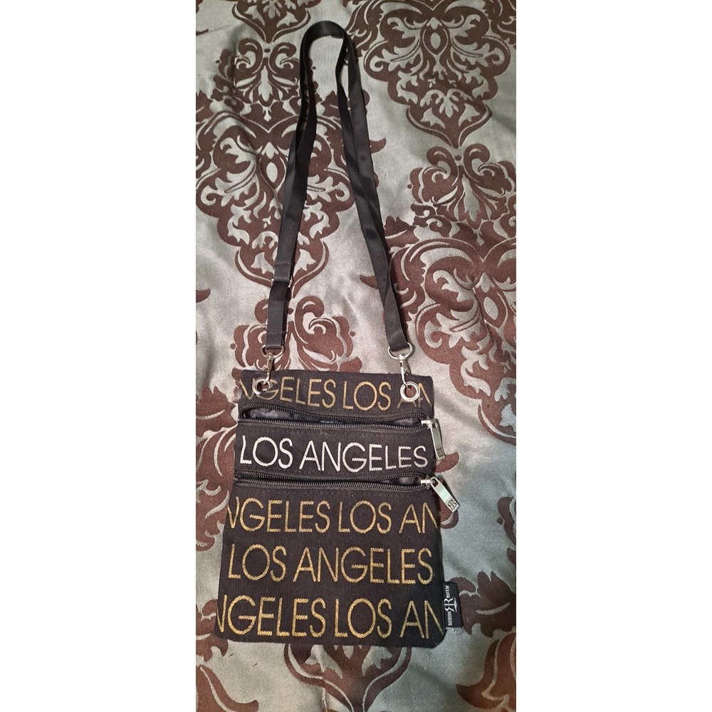 New Robin Ruth Los Angeles White/Gold lettering Neck Wallet/ Pouch 8 x 6.5 x 1